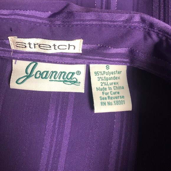 Joanna Blouse Womens Size Small Purple Silver Metallic Button Up Shirt - Picture 6 of 7